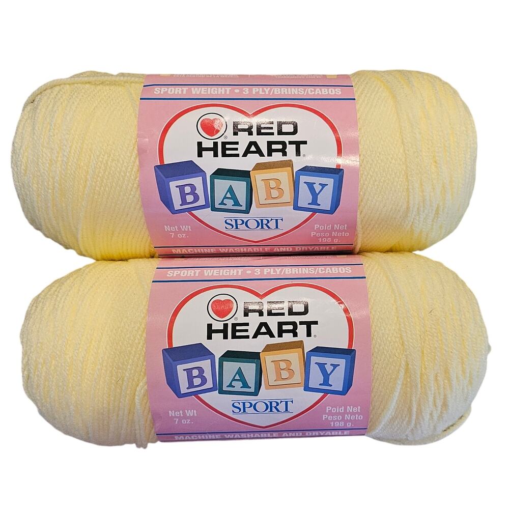 Red heart baby light yellow dye free yarn craft crochet blanket lot of 2